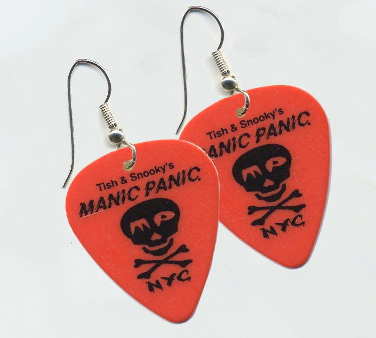 Guitar Pick Earrings with Skully design - Image 4